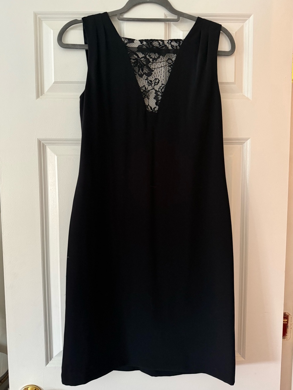 REISS Black Lace Back Sleeveless Shift Dress Size US 4 UK 8